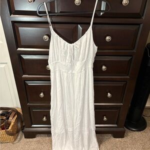 Hollister White Maxi Sundress with Spaghetti Straps